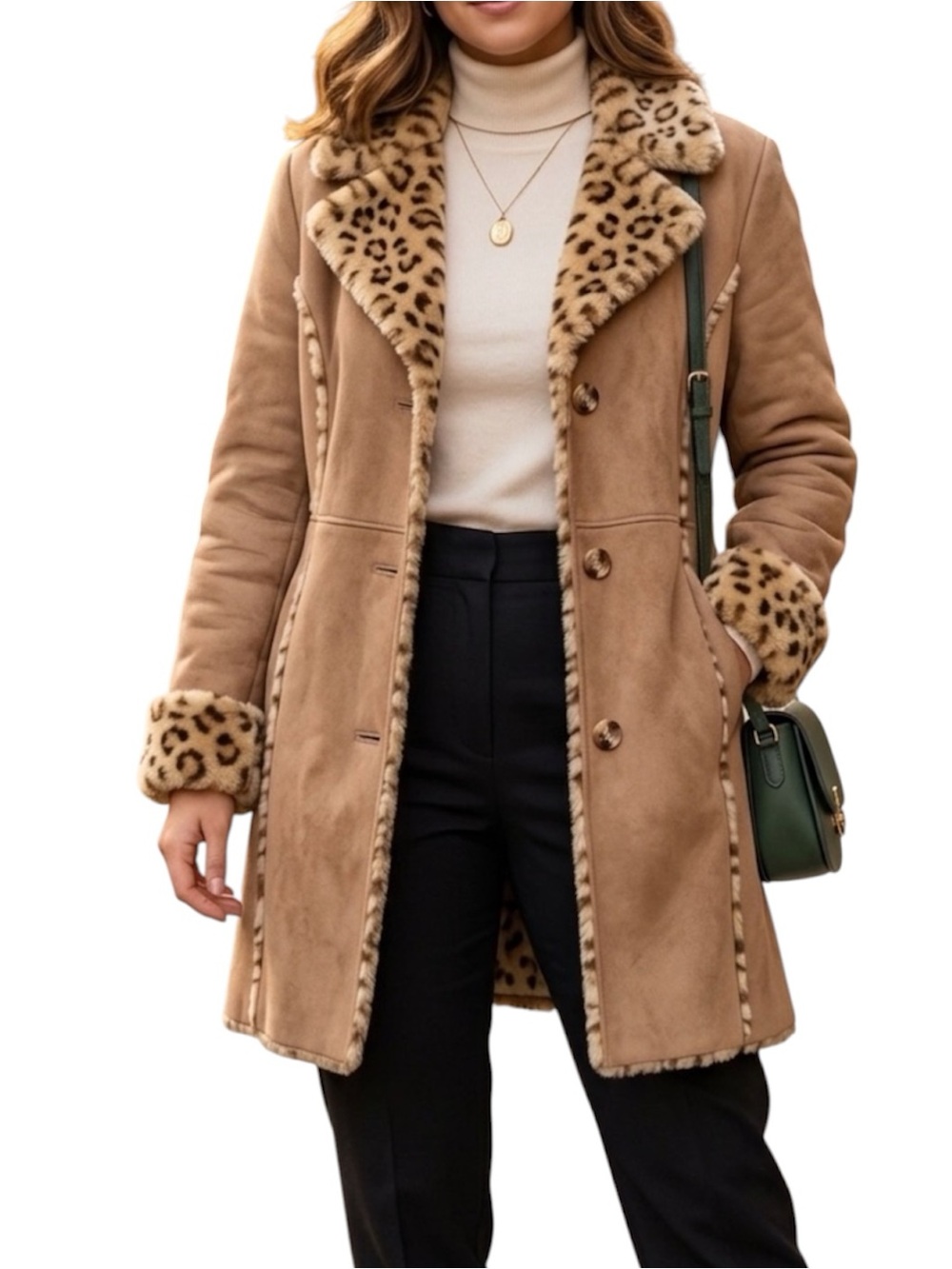 LONDON FOG FAUX SUEDE ANIMAL PRINT COAT